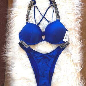 NWT Victoria's Secret Bombshell Rhinestone Shine Bikini - 34C | M